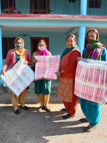 Disha Workers Distributing Sanitary Pads In Villages